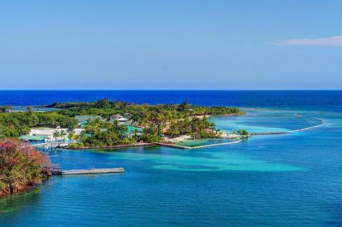Panorama of the Caribbean Sea, Roatán, Mexico