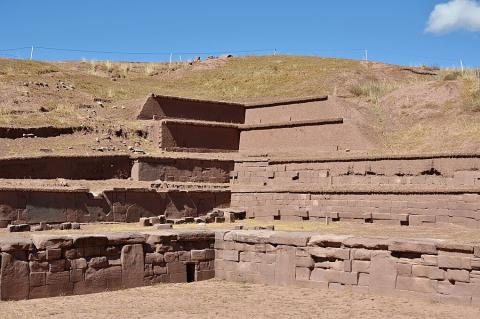 Akapana Pyramid, Tiwanaku ruins archaeological site, Bolivia