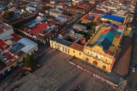 Aerial view of the San Cristobal de las Casas Cathedral