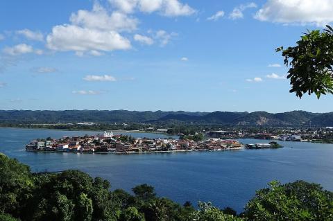 View over Flores and Petén Itzá Lake, Guatemala