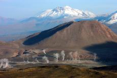El Tatio geysers as seen in the morning from Cerro Soquete, Chile