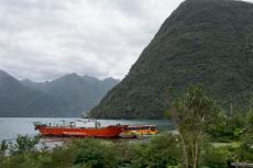 Ferry in Reñihué Fjord, Chile