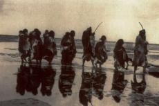 Selk'nam group on a beach in Tierra del Fuego in 1930