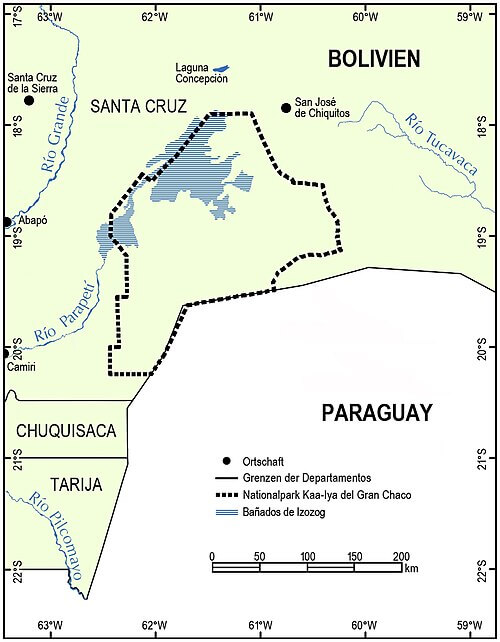 National Park Kaa-lya del Gran Chaco boundary map