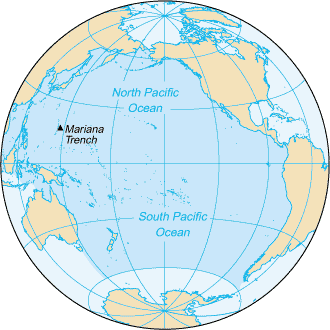 Pacific Ocean global map.